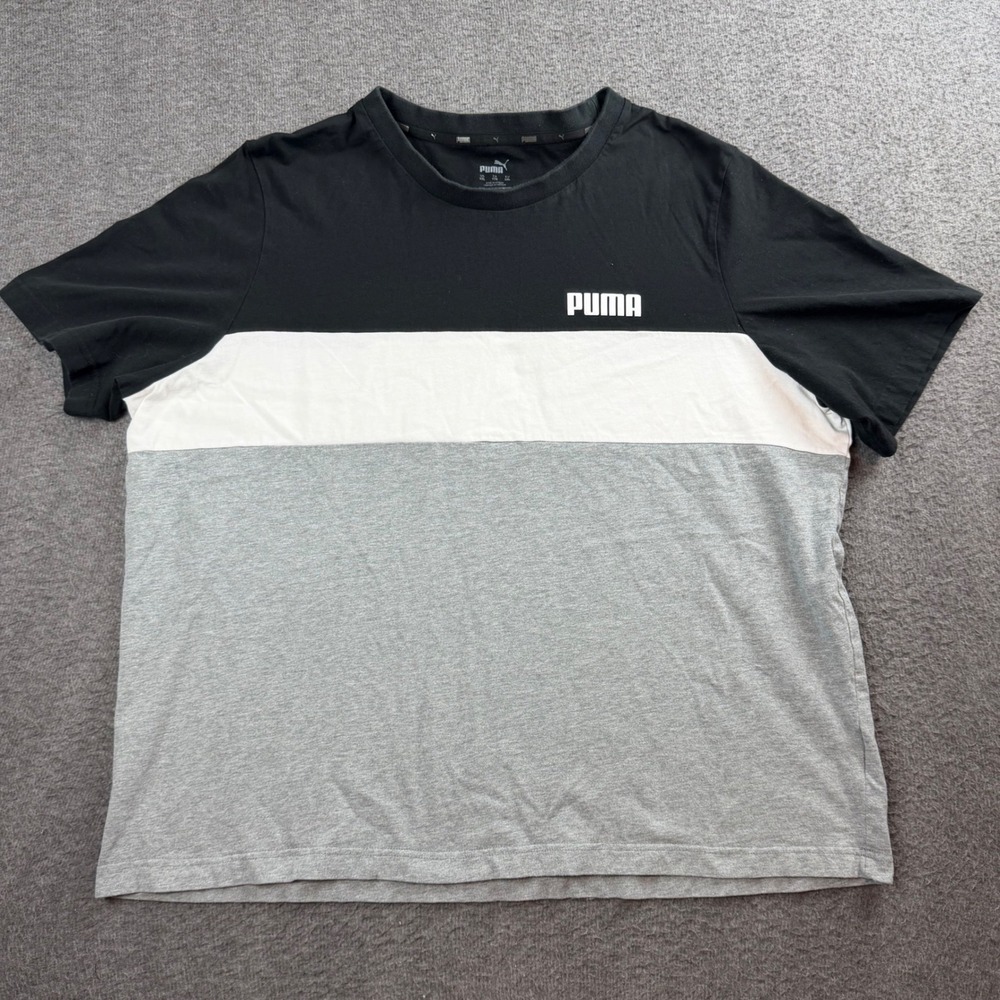 Puma T-Shirt Men's XXL Black Colorblock Short Sleeve Crew Neck Tee